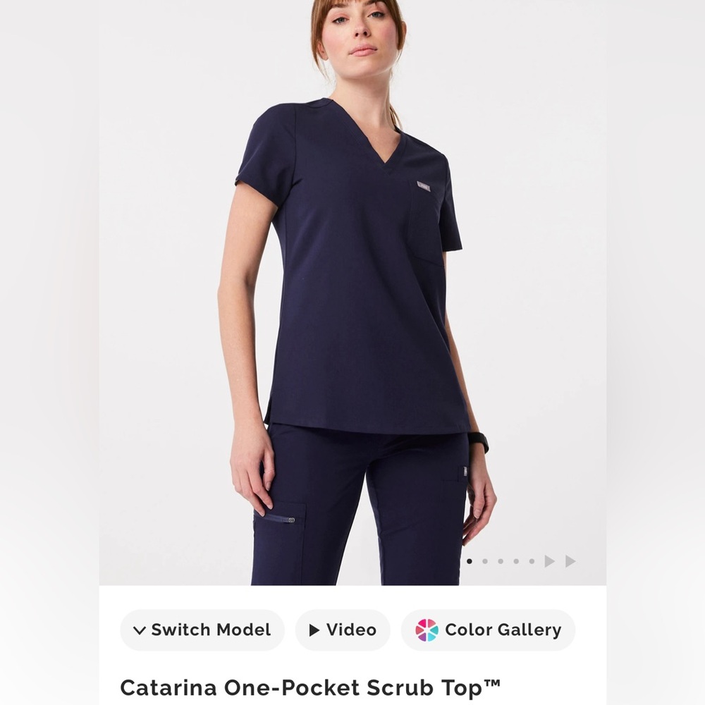 FIGS Women’s Navy Blue, and Moss Green V-Neck Scrub Tops